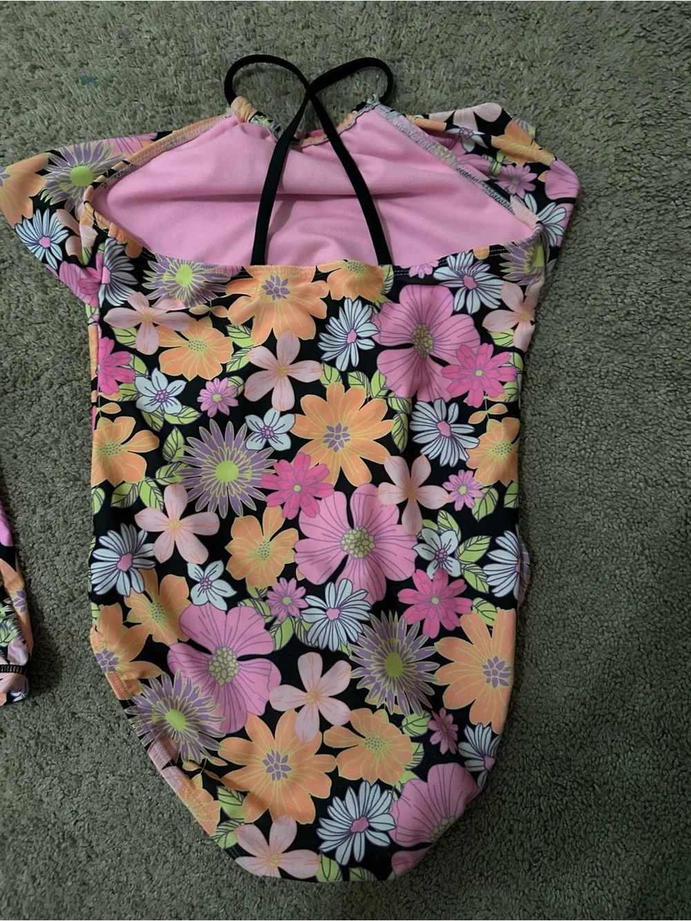 wonder nation Pink & Orange Floral Kids Rashguard Set